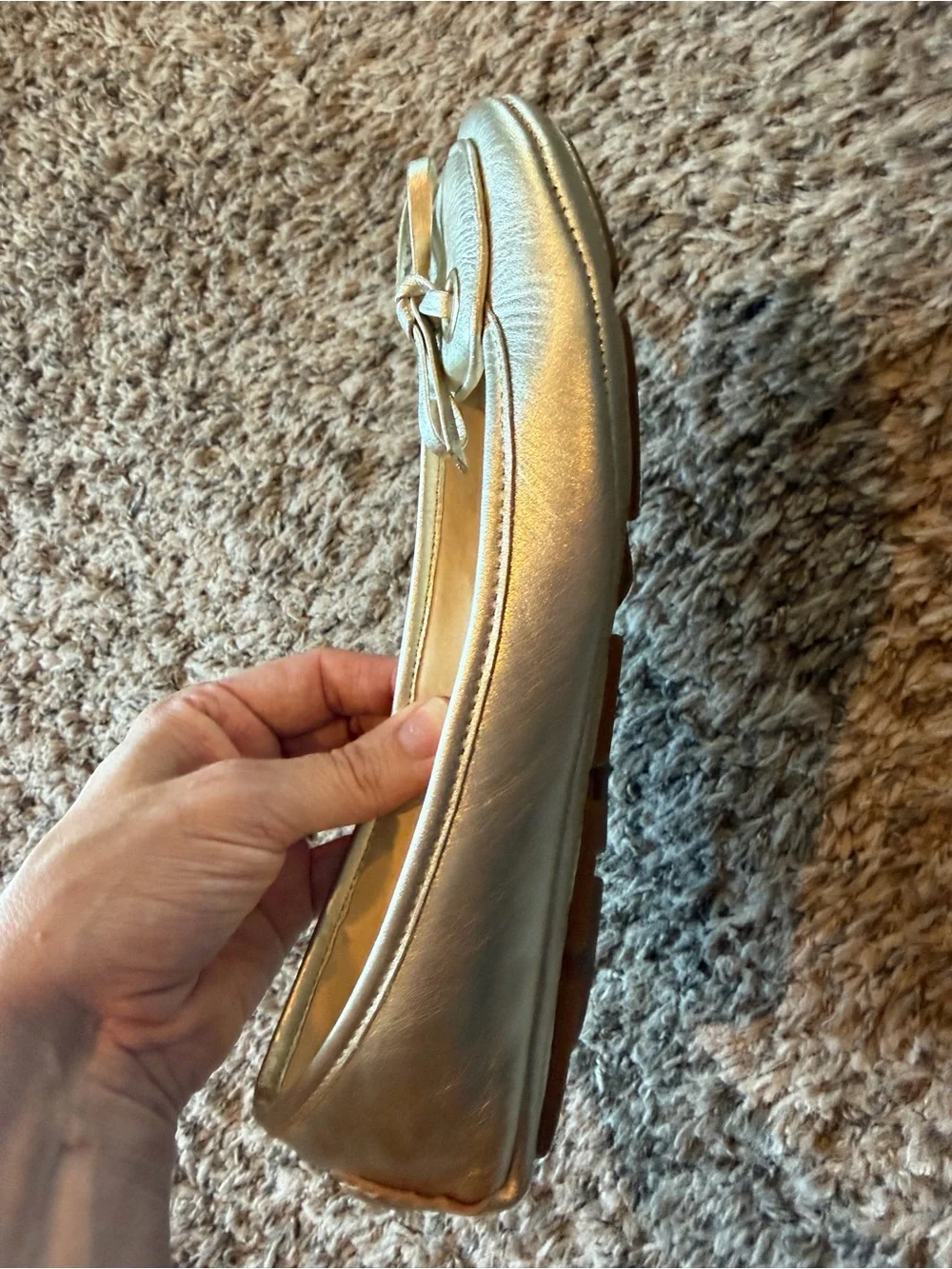 Michael Michael Kors Gold Metallic Leather Ballet Moccasin Flats Size 6M